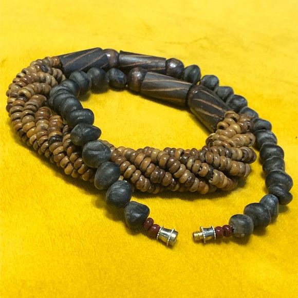 ☀️ Tribal Style Beaded Brown Necklace and Earrings - Picture 3 of 5